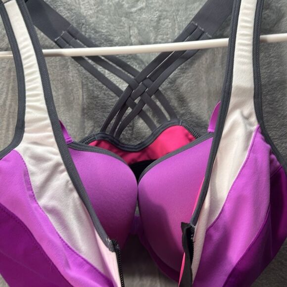 Victoria’s Secret VSX Sport Purple Zip Front Full Support Sports Bra Size 34C - Picture 5 of 9